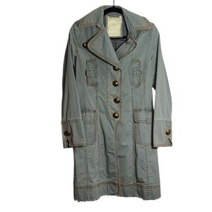 PAPARAZZI Vintage Mid Length 100% Cotton Distressed Jacket w/ Buttons Size Small